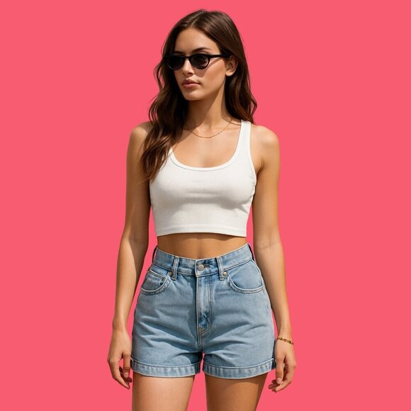 Pacsun High-Waisted Mom Shorts | Size 25 | Light Wash Denim - Picture 1 of 7